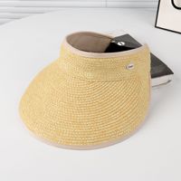 Sombrero de visera de paja para mujer, ala ancha, plegable, verano, protección UV, gorra de playa, sombreros plegables