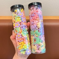 100pcs/Box Ikat Rambut Elastis Neon Dekoratif untuk Anak Perempuan, Model Kepang, Ramah Anak, Gaya Korea