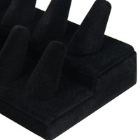 Support de bague en velours noir moderne double couche pour présentoir de bijoux