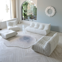 Atunus Canapé de Loisirs Scandinave Moderne, Chaise de Salon Française, Mobilier de Chambre, Ensemble Canapé Paresseux Individuel en Tissu Bouclé au Sol