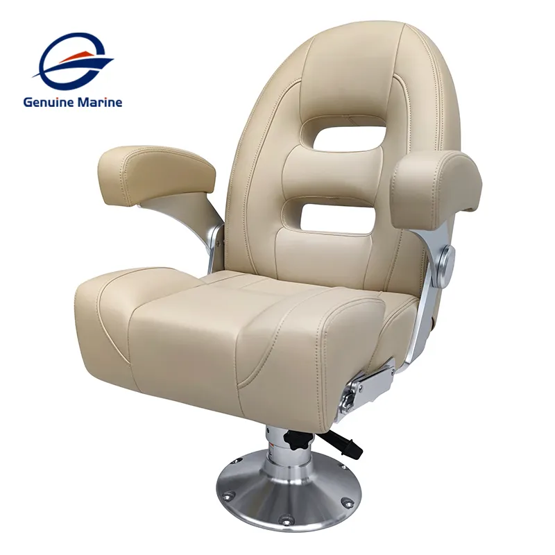 Genuine Marine Grau Giratória Dobrável Confortável Luxo Luxo Cadeira de Assento Para Barcos de Capitão do Barco Do Pontão