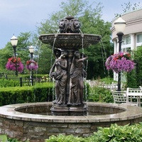 Fontaine d'eau décorative extérieure en bronze et statues de dame avec fontaine en métal d'instruments à vendre