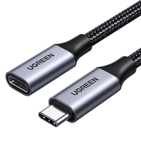 Cable de Extensión USB-C US353 con Cubierta de Aluminio Trenzado y Conectores Metálicos para Carga Rápida y Transferencia de Datos