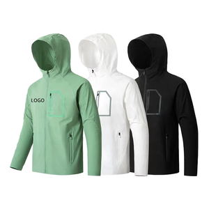 Veste longue légère personnalisée pour homme en polaire polyester/coton, coupe-vent décontractée pour l'extérieur avec fermeture éclair et revêtement solaire - Product Image 1