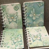 Carnet à spirales A7 : Style romantique papillon INS, esthétique élevée, design féminin et doux, pages lignées, petites notes
