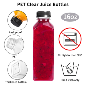 Bouteille carrée en plastique PET pour jus 150ml 350ml 500ml avec bouchon à vis pour tasses à bubble tea, lait, boissons énergisantes - Product Image 3
