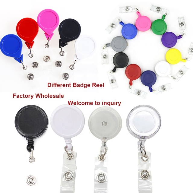 ID Card Badge Holder Reels with Clip Name Reel Round Office School Supplies Retractable Lanyard Badge Holder Nurse Accessories