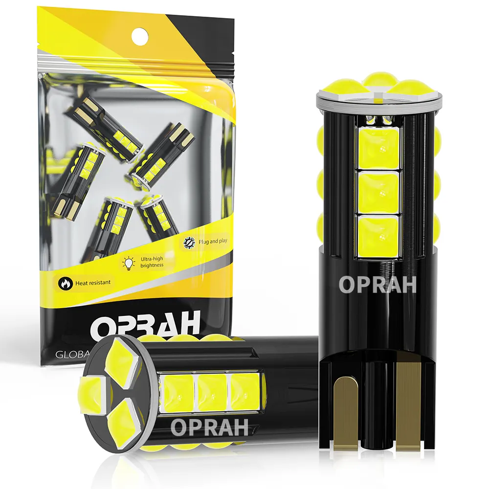 Oprah LED luce interna auto T10 lampadina LED Canbus W5W lampadine 194 168 Luz Luces 3030 15smd 12-24V 360 gradi errore libero Led