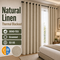 Rideaux occultants en lin naturel sur mesure certifiés OEKO-TEX à œillets, isolants thermiques, vente en gros pour chambre à coucher, approvisionnement UE/US