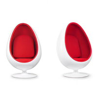 Fauteuil Pod Ovale Moderne Classique Convertible Pivotant en Fibre de Verre avec Coussin en Tissu Tufté et Accoudoirs pour Chambre, Appartement, Bureau à Domicile, Salon