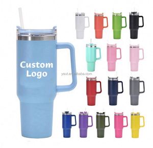 Custom Logo 40oz <b>Large</b> Capacity Stainless Steel Insulated Cup with New Car Suction Tube Ice Cream Cup 40oz Tumbler With Handle - Product Image 1