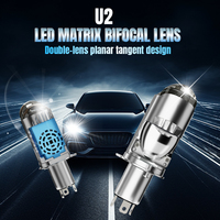 Ampoule LED automobile HAIZG U2 à matrice de LED, lentille bifocale, 9-48V, étanche IP68, 6500K, puce 3570, type H4 à branchement direct