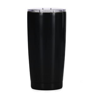 Stainless Steel Tumbler 20oz Insulated Travel Cup With Durable Lid Black Straight Cup For On The Go Use - Product Image 1