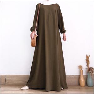 Robe longue pour femme musulmane Abaya pour femme Robe musulmane turque Vente en gros Abaya pour femme musulmane de couleur unie - Product Image 3