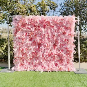 DKB粉色花墙婚庆装饰悬挂不规则设计粉色枫叶3D人造花背景墙