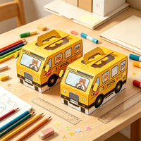 Maßgefertigte Schulbus-förmige Pappschachtel Tragbare Auto-förmige Papier-Geschenkbox mit Griff Kinder-Schreibwaren Süßigkeiten-Verpackungsbox