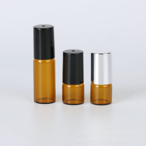 Mỹ Phẩm Tinh Dầu Nước Hoa Cuộn Trên Chai Rõ Ràng Màu Xanh Hổ Phách 1Ml <span class=keywords><strong>2Ml</strong></span> 3Ml 5Ml Thủy Tinh Con Lăn Chai Với Thép Bóng Nắp Màu Đen - Product Image 3