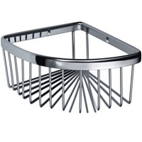 Panier de douche d'angle triangulaire mural moderne et écologique en chrome, à un seul niveau, pour rangement de salle de bain