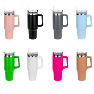 MONFONK Tasse de voyage en acier inoxydable 40 oz avec poignée, impression de logo personnalisé, écologique, isolation thermique 6-12 heures, couleur personnalisée - Product Image 3