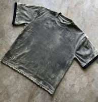 T-shirt Boxy Homme Vintage Délavé à Manches Courtes 100% Coton avec Impression DTG Personnalisée Effet Vieilli et Motif Vieilli Respirant