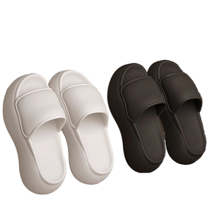 Mules de EVA para mujer, de verano, para interior, con plataforma de diseño transversal, suela gruesa, aumento de altura, puntera suave, ideales para el hogar. - Product Image 1