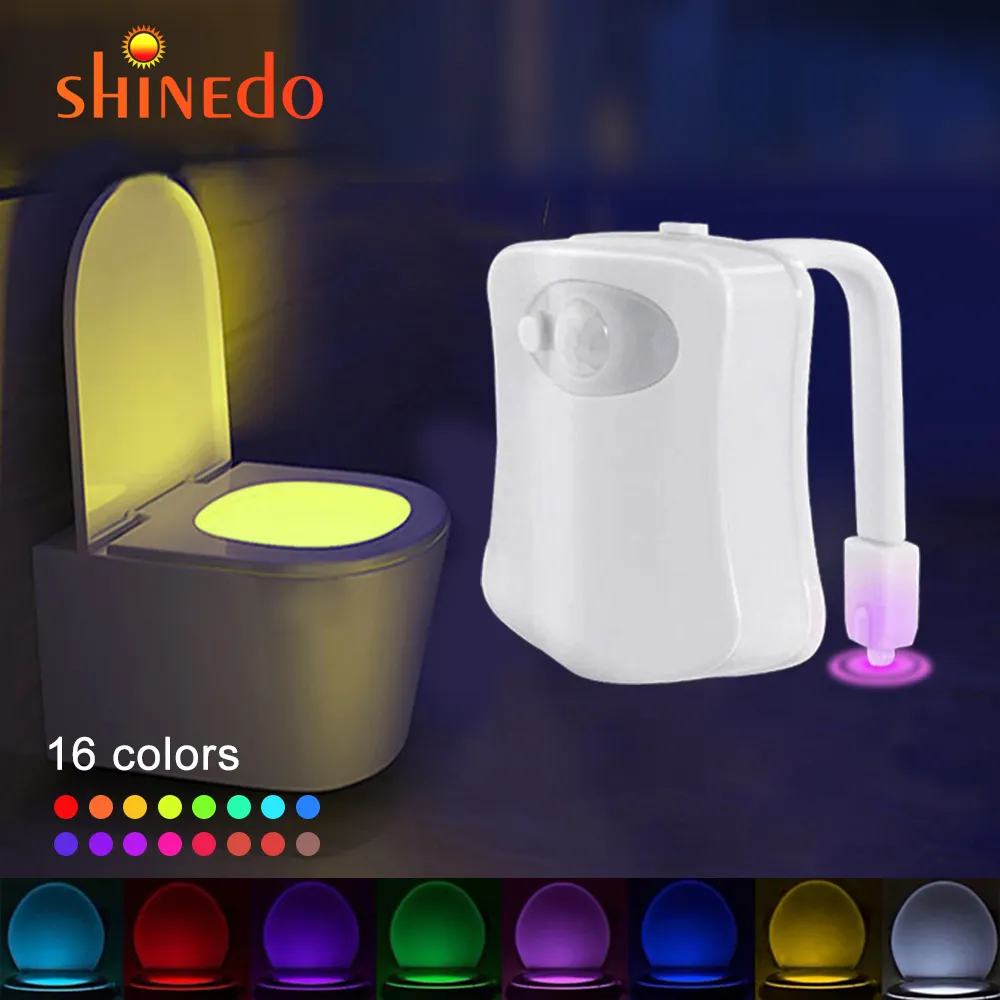 Battery Powered 16 Colors Random Switching Motion Sensor Toilet Bowl Night Toilet Light