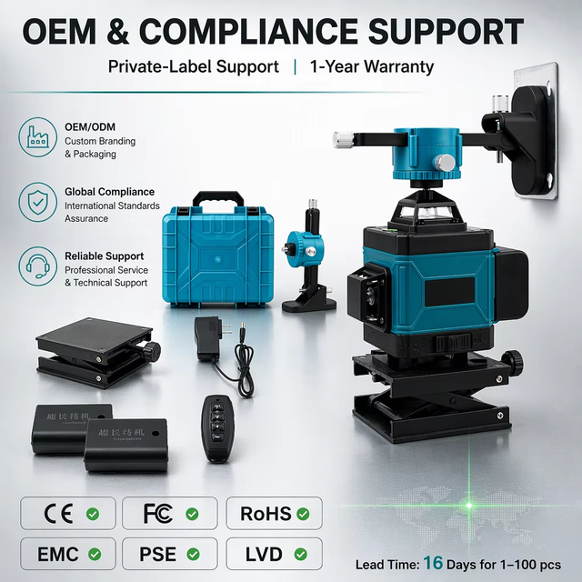 Self Leveling Laser 4D 360 Green Beam Laser Level Suppliers 16 LINE Rotary Level Laser for Construction