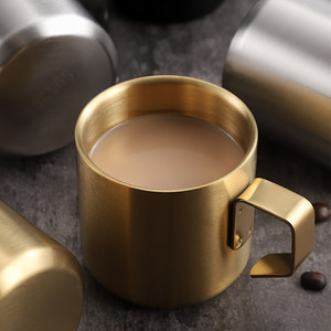 แก้วกาแฟสแตนเลสสีทอง 304 ทรงตรง สำหรับเป็นของขวัญ ไม่มีฝาปิด - Product Image 1