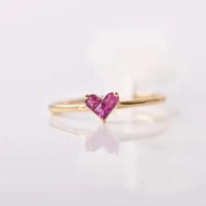 Wholesale 18K Gold jewelry love heart ruby rings designs for girls ladies