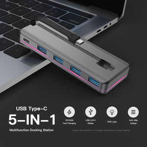 Base de Conexión PD100W con Carga Rápida 5 en 1, Puertos Tipo C, Hub Delgado para Transferencia de Datos, Hub USB Portátil de <span class=keywords><strong>5GB</strong></span> para Computadora y Móvil - Product Image 5