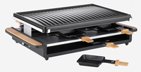 8-Personen Haushalts-Raclette-Grill aus Bambus mit Antihaftbeschichtung, 1200W, Rauchfrei, Einstellbare Temperaturregelung