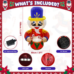 Ourwarm Noël Gonflable Cour Décoration Fenêtre <span class=keywords><strong>Casse</strong></span>-<span class=keywords><strong>Noisette</strong></span> Homme Blanc avec Lumière Noël Gonflable - Product Image 3