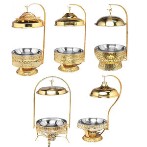 Juego de platos de chef de acero inoxidable para fiesta de boda, calentadores de comida, plato de frotamiento de buffet dorado y plateado para plato de servicio de catering - Product Image 3