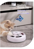 Jouet interactif 3-en-1 pour chat, plateau tournant double couche avec boule, souris à ressort, papillon et clochette, en plastique PC, vente en gros