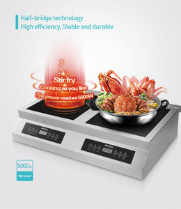 Table de cuisson à induction en verre noir 5000W avec deux brûleurs, commande tactile AM-CD206, puissance de cuisson élevée, offre une chaleur intense - Product Image 1