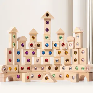 Kinder Holz Acryl Edelstein Bausteine Frühe Bildung Kreative Bunte Domino Sensory Vision Stapel blöcke Spielzeug