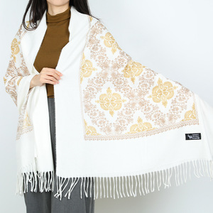 Oriente Medio patrón étnico <span class=keywords><strong>Persia</strong></span> Pashmina a prueba de viento flor borlas poliéster Cachemira bordado bufandas y chales para dama - Product Image 2