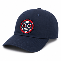 Casquette de baseball bleu marine en coton délavé, 6 panneaux, calotte souple, visière courbée, logo brodé, décontractée, pour l'extérieur, toutes saisons, motif léopard à pois