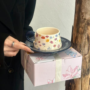 Lelyi Tasses et soucoupes en porcelaine de <span class=keywords><strong>coquelicot</strong></span> de haute qualité Vintage français Petite <span class=keywords><strong>tasse</strong></span> à café fraîche de luxe légère et créative de grande valeur - Product Image 5