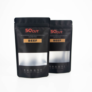 Impression numérique Conception personnalisée Emballage de racine de champignon noir mat <span class=keywords><strong>Sac</strong></span> debout en mylar zip-lock avec fenêtre - Product Image 1