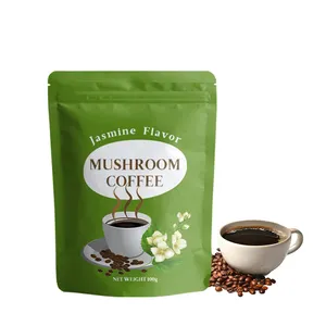 Jasmine Flavor Mushroom milk Coffee with Stevia Private Label Smoothies Sweet Arabica Coffee Powder Vegan mushroom coffee lions