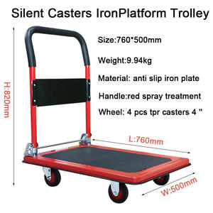 Wholesale Platform Portable Hand Truck Store Foldable Hand <strong>Trolley</strong> <strong>4</strong> <strong>Wheel</strong> Grocery <strong>Trolley</strong> Cart Heavy Duty - Product Image 2