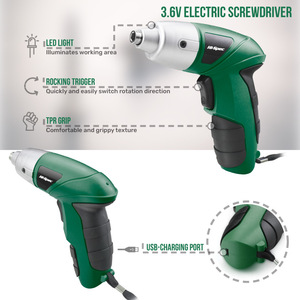 Hi-Spec Electric <b>Power</b> Screw Driver 15cm Green Black DIY <b>Tool</b> for General Maintenance and Repair - Product Image 4