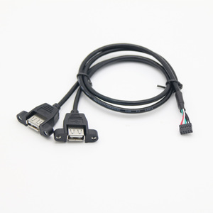 สายยูเอสบีแบบสองพอร์ต 1 ม. พร้อมรูสกรูสำหรับเมนบอร์ด 9 พิน ต่ออินเทอร์เฟซยูเอสบี 2.0 - Product Image 1