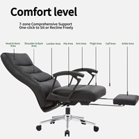 Échantillons gratuits Chaise de patron en cuir noir Vente en gros avec repose-jambes Mobilier de bureau de travail Gestion d'usine Chaises en cuir de bureau du PDG