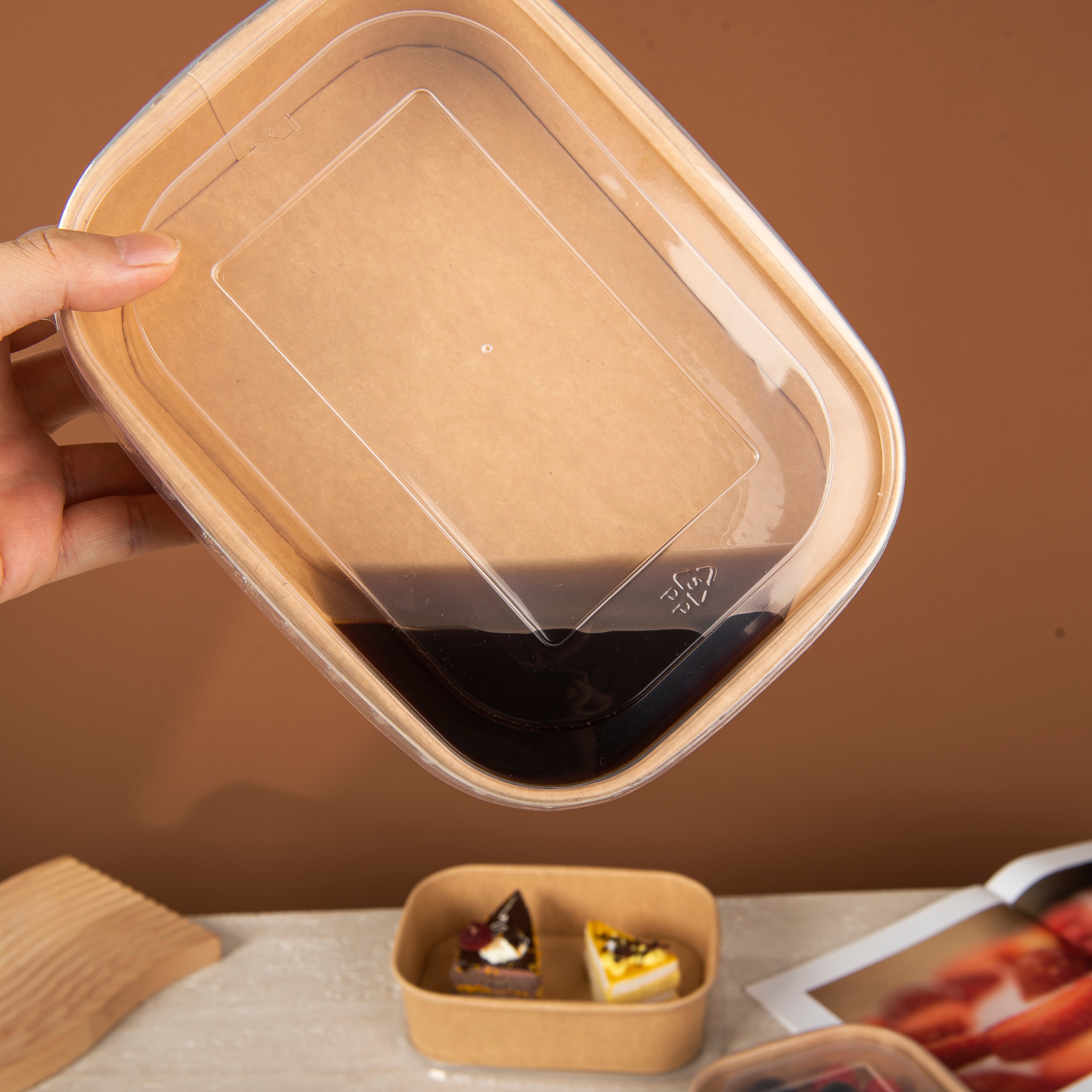 Thickened Kraft Paper Disposable Rectangular Lunch Box for Light Meals Picnic Takeout Food Grade Paper Plates Bowls for Pizza