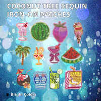 Patchs brodés thermocollants personnalisés motif cocotier estival pour T-shirts, chapeaux et sacs pour femmes - Tissu sergé