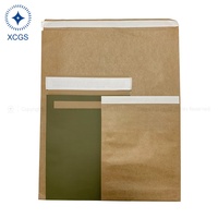 Sac d'expédition en papier kraft personnalisé avec logo, fermeture autocollante, recyclable, brun, pour l'e-commerce et les vêtements.