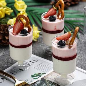 Мини одноразовая прозрачная пластиковая чашка с ложкой для десертов Aliexpress, круглая Рюмка для пудинга для кофе - Product Image 3