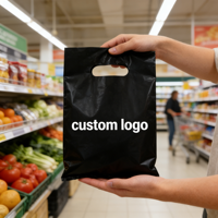 Sacs shopping en plastique laminé recyclable de haute qualité, avec poignée découpée, résistants à l'humidité, logo personnalisé